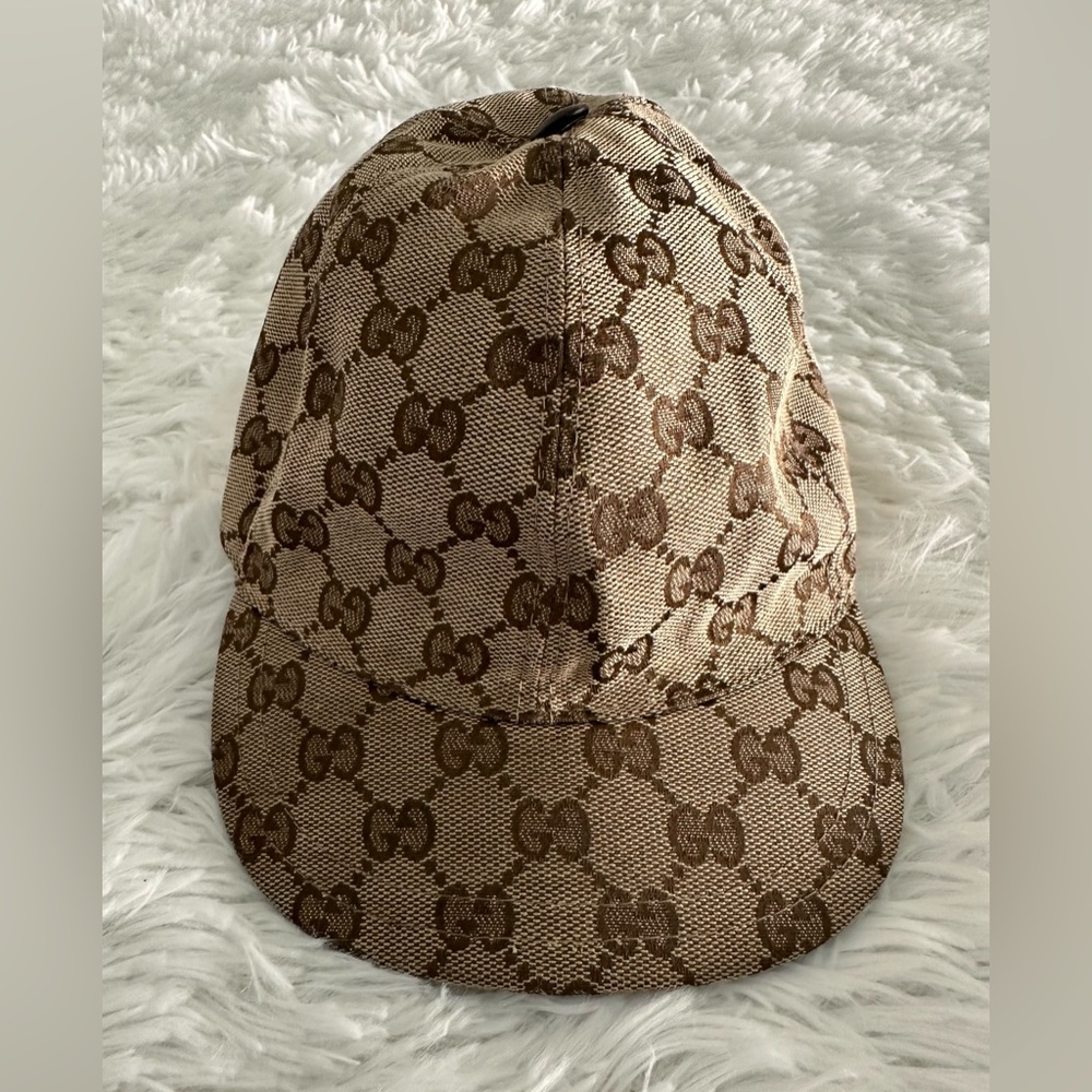 GUCCI Children Kids GG Cap Beige Blue Monogram Canvas Baseball Hat small
